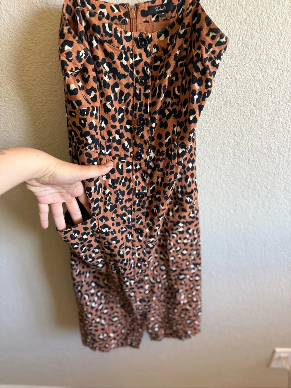 Rails Evie Golden Leopard Mini Dress Linen Blend XS Spring Summer Flowy